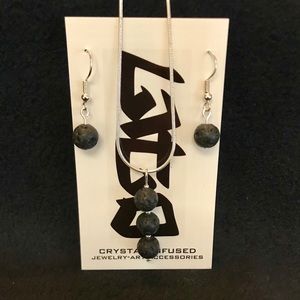 Lava rock set with Sterling Silver necklace